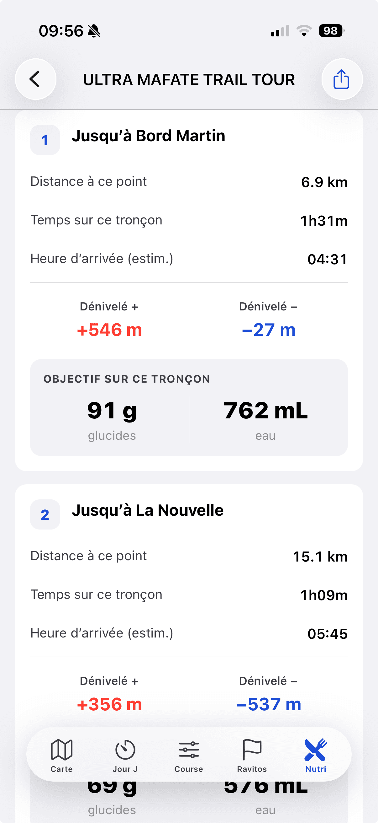 Vue mobile de l'application