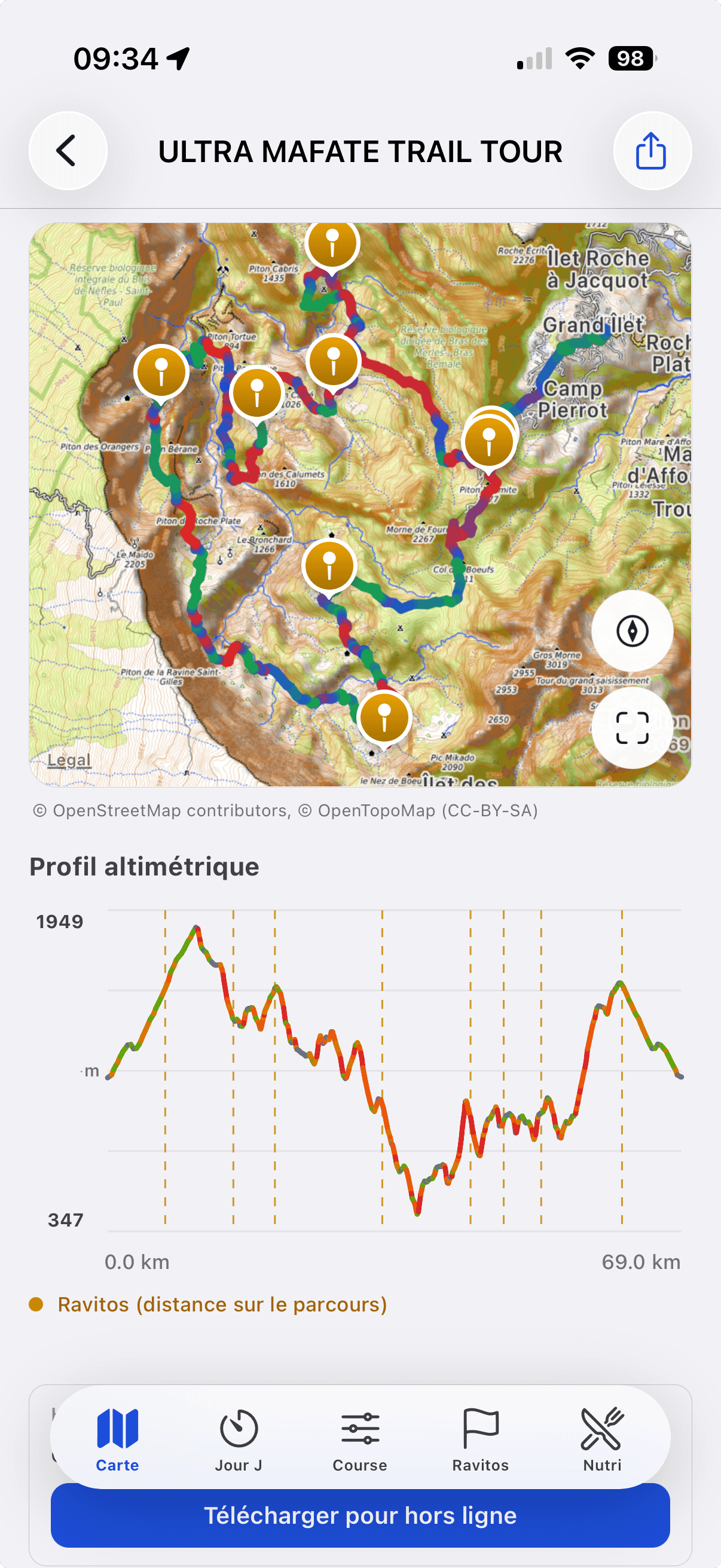 Vue mobile de l'application